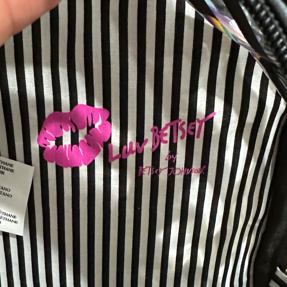 Betsey Johnson Cat Unicorn Pink Striped Backpack - Picture 2 of 7